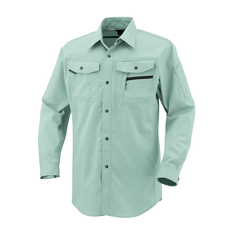 コーコス信岡 立体カット 長袖シャツ AS-938 グリーン 5L 1枚（ご注文単位1枚）【直送品】