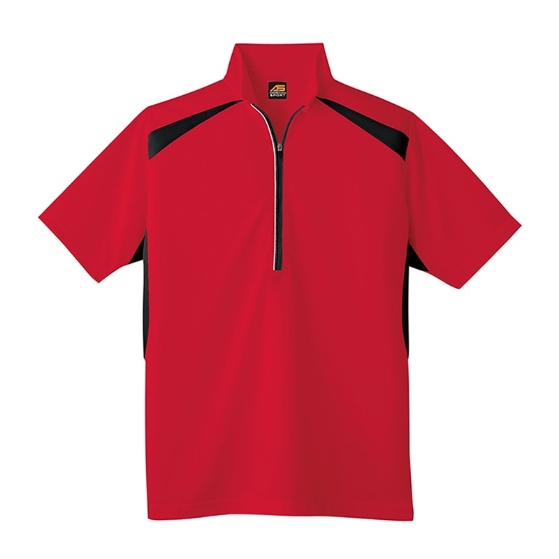 コーコス信岡 半袖ハーフジップ AS-577 レッド 5L 1枚（ご注文単位1枚）【直送品】