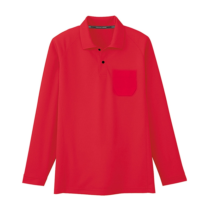 コーコス信岡 長袖ポロシャツ 胸ポケット付き AS-1658 レッド 4L 1枚（ご注文単位1枚）【直送品】