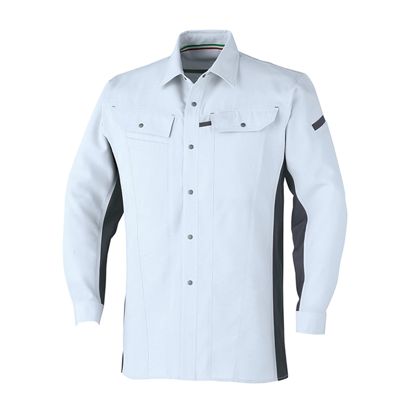 コーコス信岡 立体カット 長袖シャツ A-5078 シルバー 4L 1枚(ご注文単位1枚)【直送品】