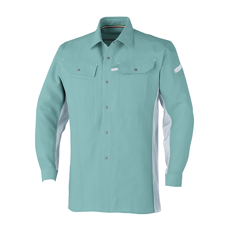 コーコス信岡 立体カット 長袖シャツ A-5078 グリーン LL 1枚（ご注文単位1枚）【直送品】