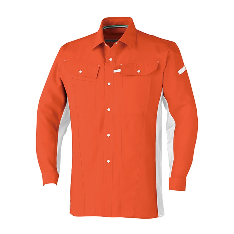 コーコス信岡 立体カット 長袖シャツ A-5078 オレンジ L 1枚（ご注文単位1枚）【直送品】