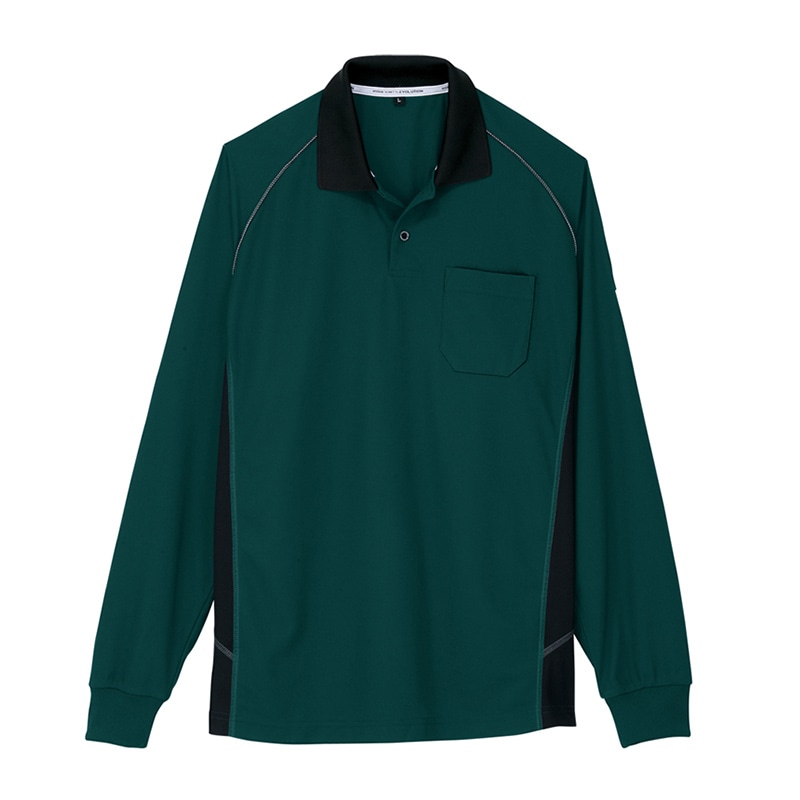 コーコス信岡 長袖ポロシャツ A-3378 グリーン L 1枚（ご注文単位1枚）【直送品】