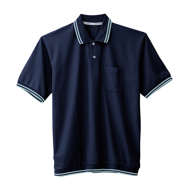 コーコス信岡 裾ジャージ半袖ポロ A-187 ネイビー LL 1枚（ご注文単位1枚）【直送品】