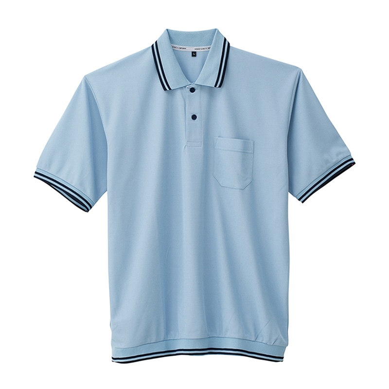 コーコス信岡 裾ジャージ半袖ポロ A-187 サックス M 1枚（ご注文単位1枚）【直送品】