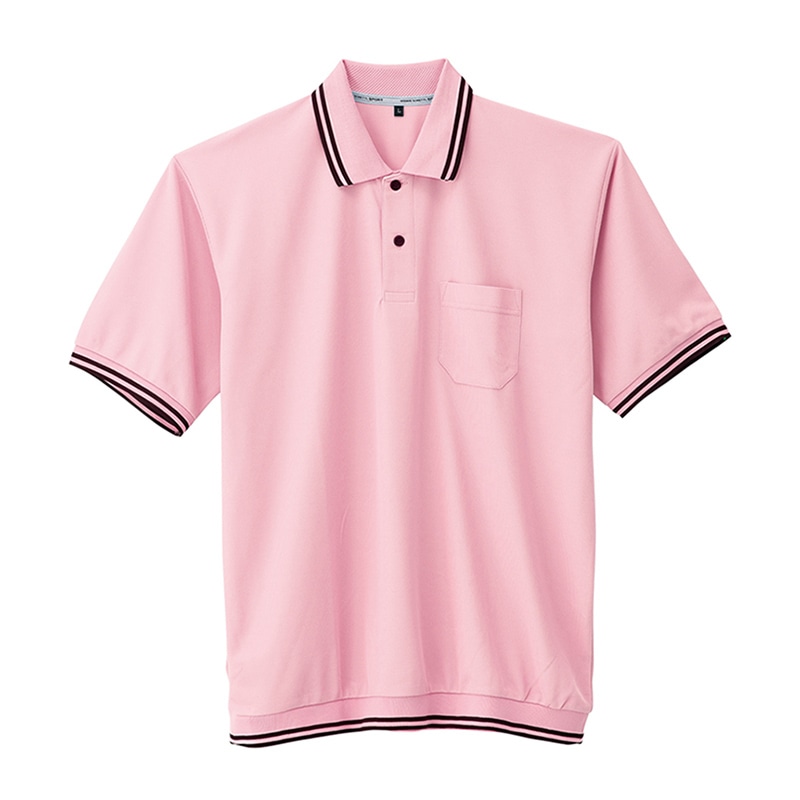 コーコス信岡 裾ジャージ半袖ポロ A-187 ピンク L 1枚（ご注文単位1枚）【直送品】