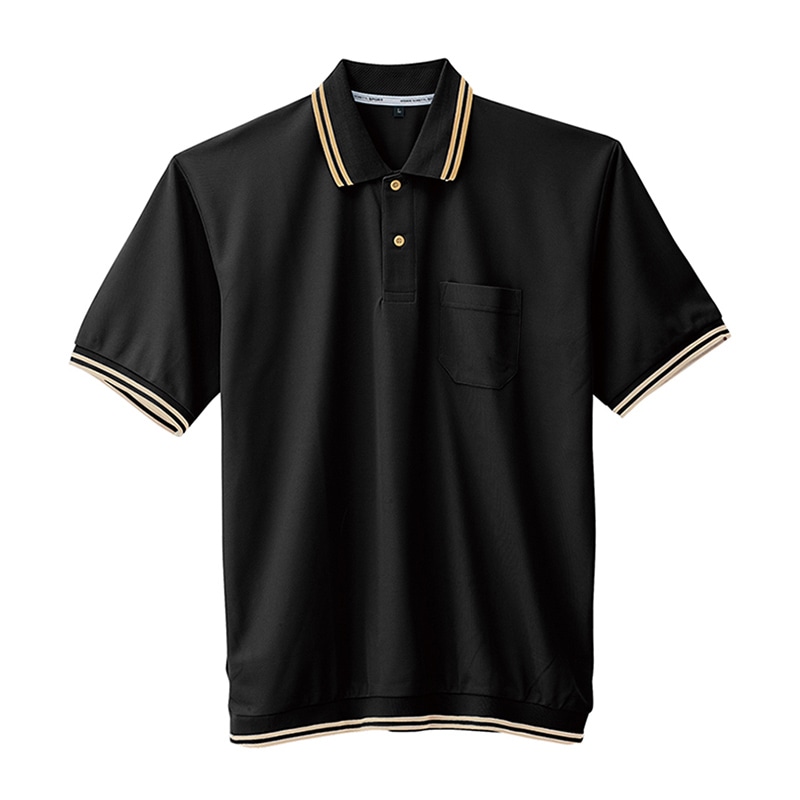 コーコス信岡 裾ジャージ長袖ポロ A-187 ブラック SS 1枚（ご注文単位1枚）【直送品】