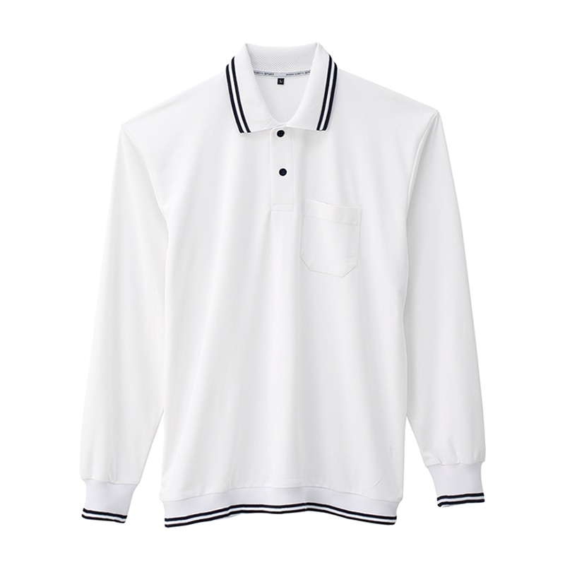 コーコス信岡 裾ジャージ長袖ポロ A-188 ホワイト M 1枚（ご注文単位1枚）【直送品】