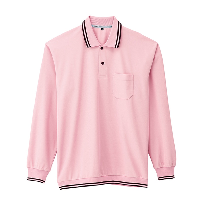 コーコス信岡 裾ジャージ長袖ポロ A-188 ピンク M 1枚（ご注文単位1枚）【直送品】