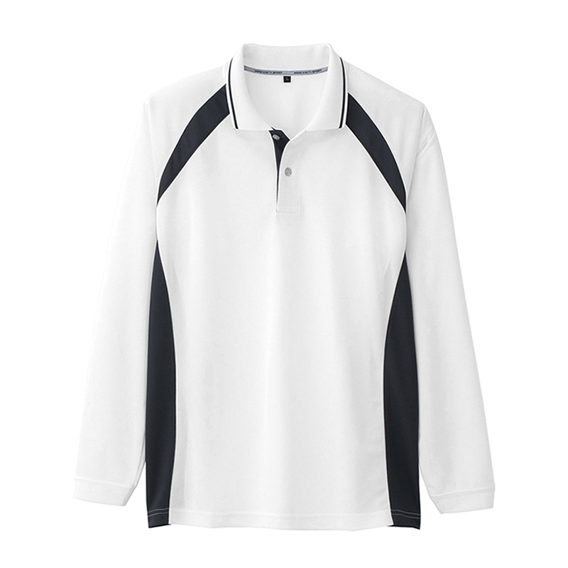 コーコス信岡 長袖ポロシャツ AS-1628 ホワイト L 1枚（ご注文単位1枚）【直送品】