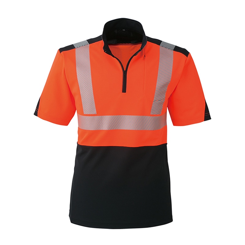 コーコス信岡 高視認性 安全半袖ポロシャツ CS-2417 オレンジ M 1枚（ご注文単位1枚）【直送品】