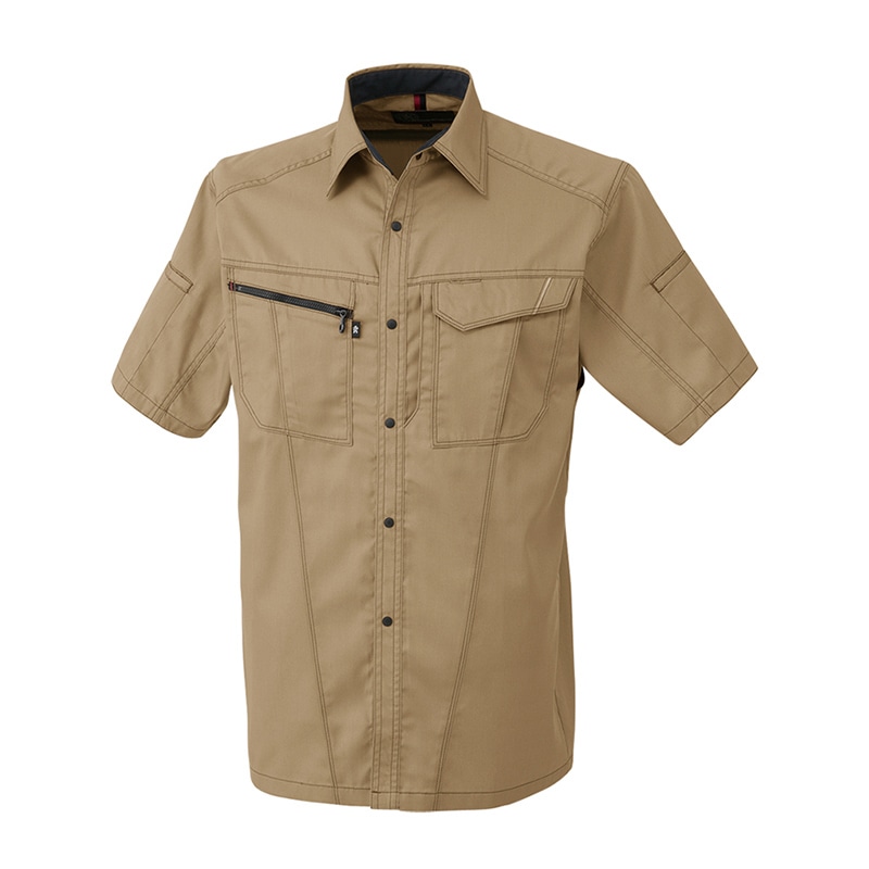 コーコス信岡 半袖シャツ A-4077 キャメル L 1枚（ご注文単位1枚）【直送品】