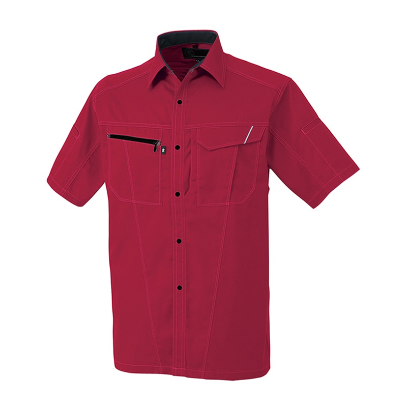 コーコス信岡 半袖シャツ A-4077 レッド S 1枚（ご注文単位1枚）【直送品】