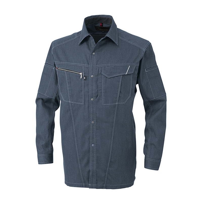 コーコス信岡 長袖シャツ A-4078 インディゴ S 1枚（ご注文単位1枚）【直送品】