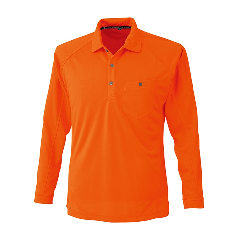 コーコス信岡 長袖ポロシャツ A-4378 オレンジ 11号 1枚（ご注文単位1枚）【直送品】