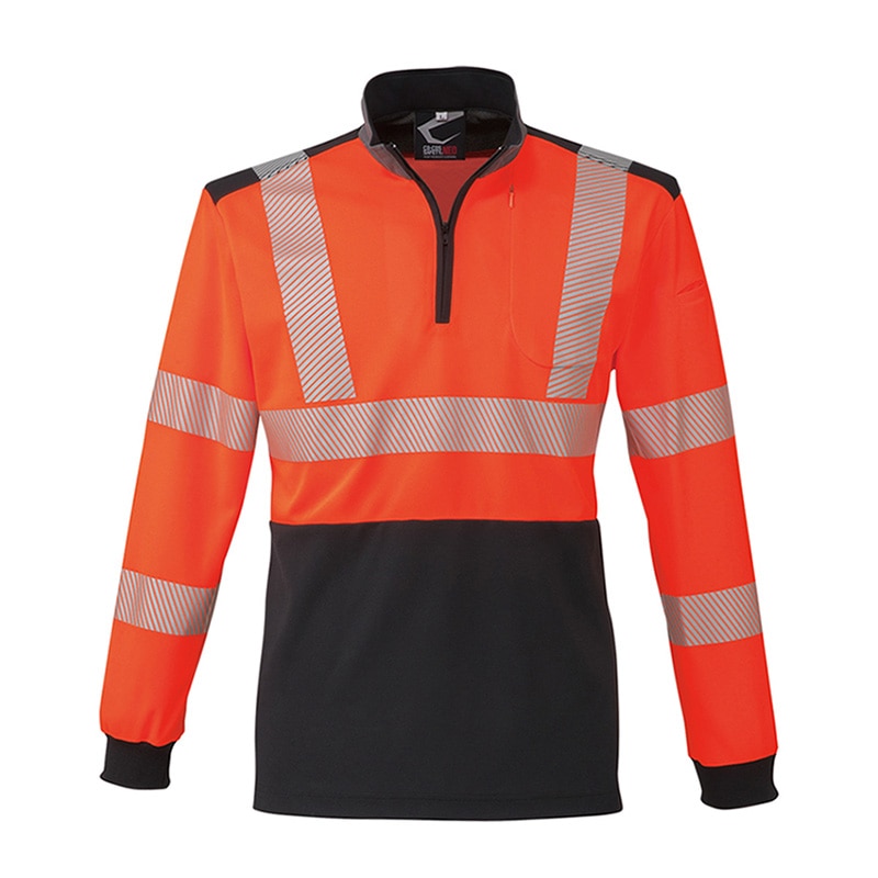 コーコス信岡 高視認性 安全長袖ポロシャツ CS-2478 オレンジ 4L 1枚（ご注文単位1枚）【直送品】