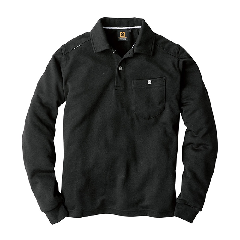 コーコス信岡 長袖ポロシャツ G-9118 ブラック LL 1枚（ご注文単位1枚）【直送品】