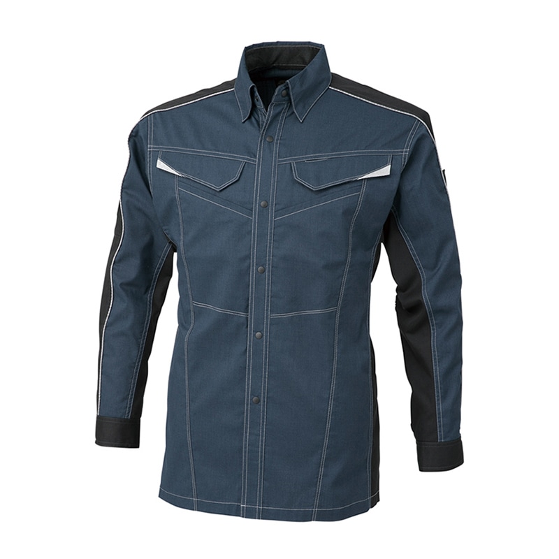 コーコス信岡 消臭・ストレッチ 長袖シャツ A-2078 インディゴ 4L 1枚（ご注文単位1枚）【直送品】