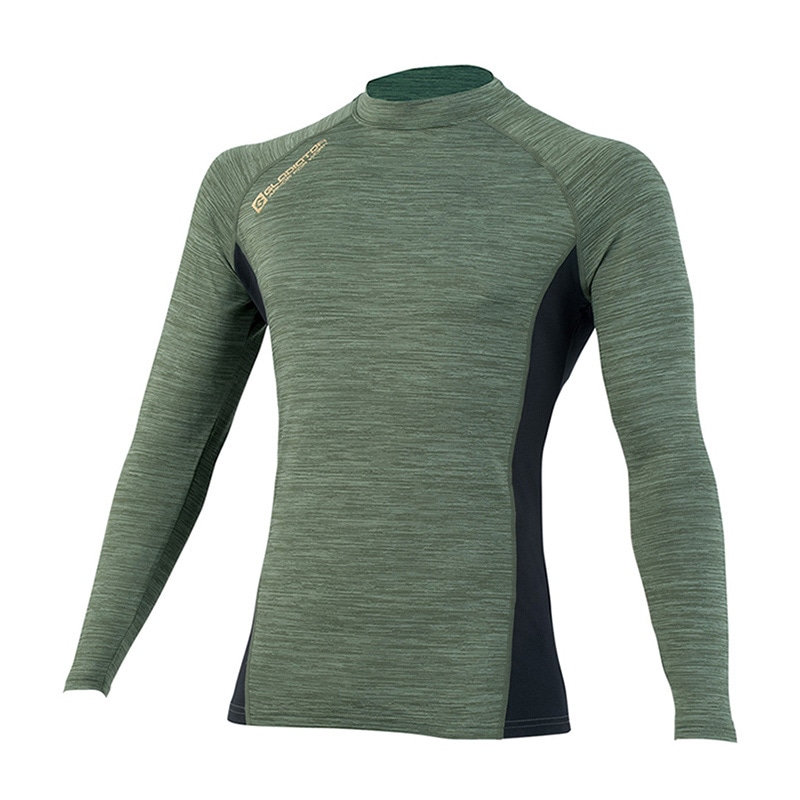 コーコス信岡 ヘザーパターン ウォームパワーサポート 長袖 G-51148 アーミー L 1枚（ご注文単位1枚）【直送品】