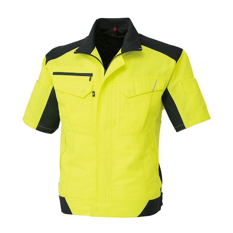 コーコス信岡 裏綿半袖ブルゾン バイカラー A-8080 フラッシュイエロー 3L 1枚（ご注文単位1枚）【直送品】