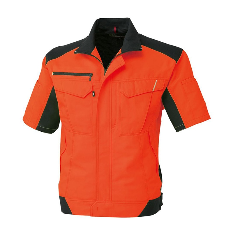 コーコス信岡 裏綿半袖ブルゾン バイカラー A-8080 フラッシュオレンジ 4L 1枚（ご注文単位1枚）【直送品】