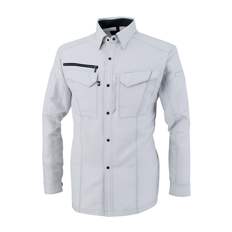 コーコス信岡 裏綿長袖シャツ A-8078 シルバー 4L 1枚（ご注文単位1枚）【直送品】