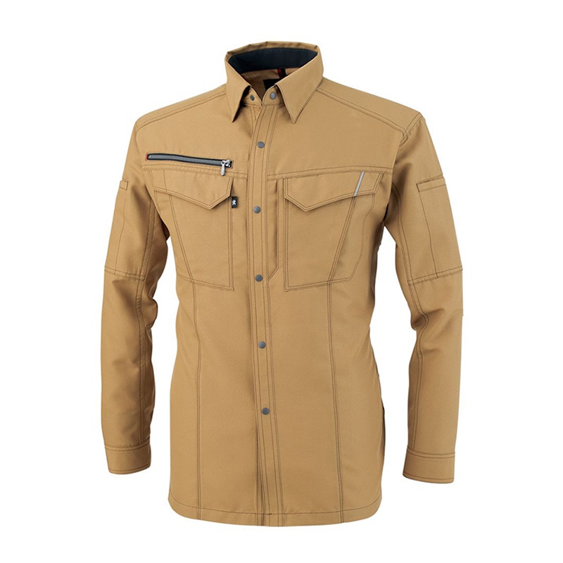 コーコス信岡 裏綿長袖シャツ A-8078 キャメル LL 1枚（ご注文単位1枚）【直送品】