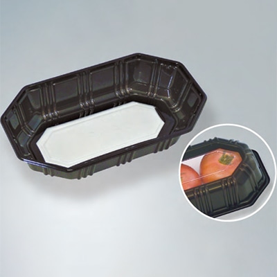 ウツミリサイクルシステムズ 野菜・果物容器 UA-2 印刷 黒 100枚/袋(ご注文単位12袋)【直送品】