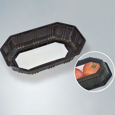 ウツミリサイクルシステムズ 野菜・果物容器 UA-2L 印刷 黒 100枚/袋(ご注文単位10袋)【直送品】