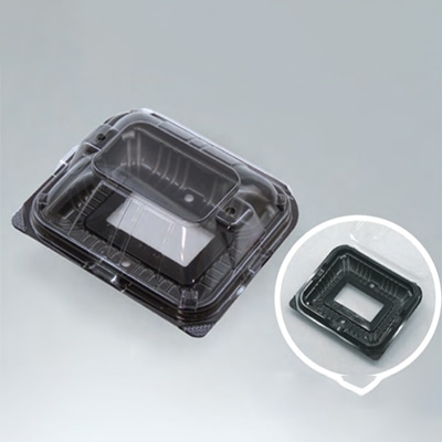 ウツミリサイクルシステムズ 野菜・果物用 嵌合容器 UFM-150R 黒小窓 100枚/袋(ご注文単位12袋)【直送品】