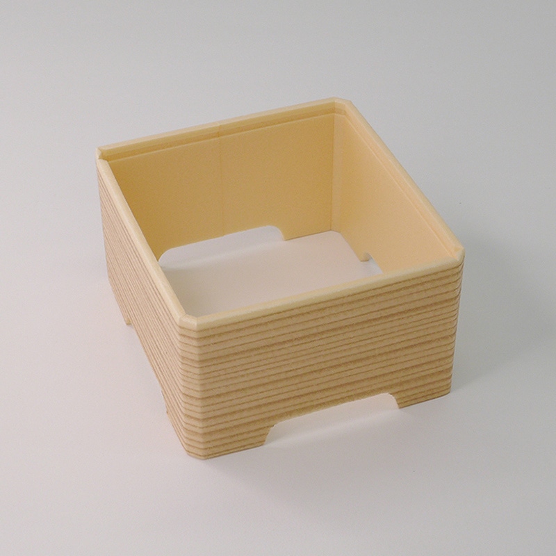 アクタ 弁当容器 ワン折 小隅 縁 35(65) 足付 杉 50枚/束(ご注文単位8束)【直送品】