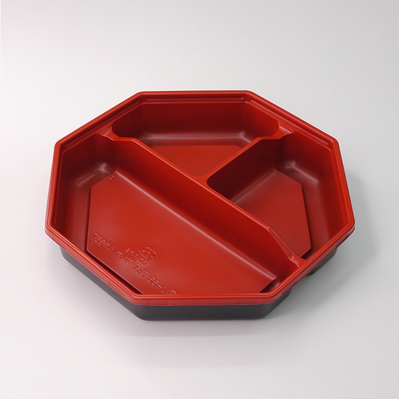 アクタ 弁当容器 ワン折 八角 底 68T RB 50枚/束(ご注文単位8束)【直送品】