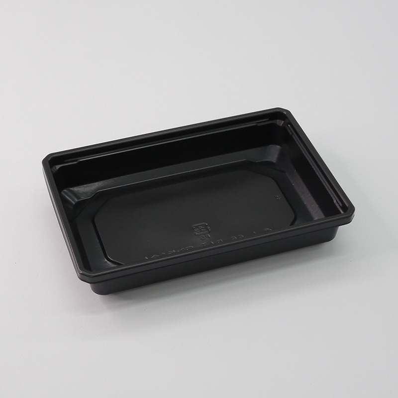 アクタ 惣菜容器 ワン折 底 1合A 黒 50枚/束(ご注文単位8束)【直送品】