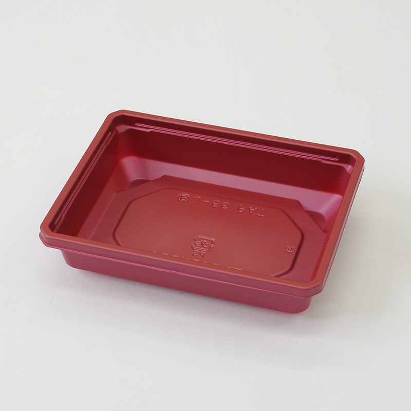 アクタ 弁当容器 ワン折 底 45×33A 赤 50枚/袋(ご注文単位8袋)【直送品】