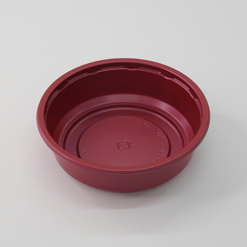 アクタ 弁当容器 ワン折 底 丸43A 赤 50枚/束（ご注文単位8束）【直送品】