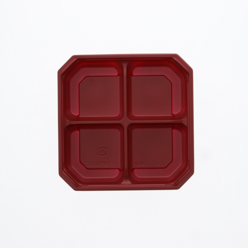 アクタ 弁当容器 ワン折重(ソコ) 隅切 50C 赤 50枚/袋