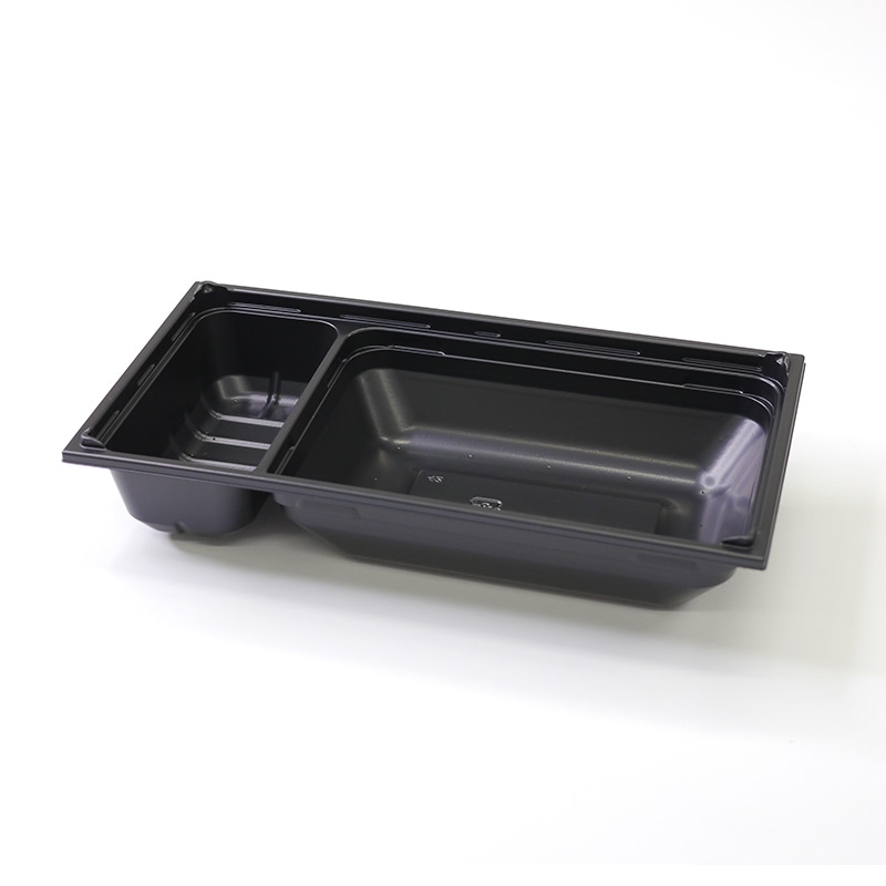 アクタ 弁当容器 ワン折重 底 73×38B 黒 50枚/袋(ご注文単位8袋)【直送品】