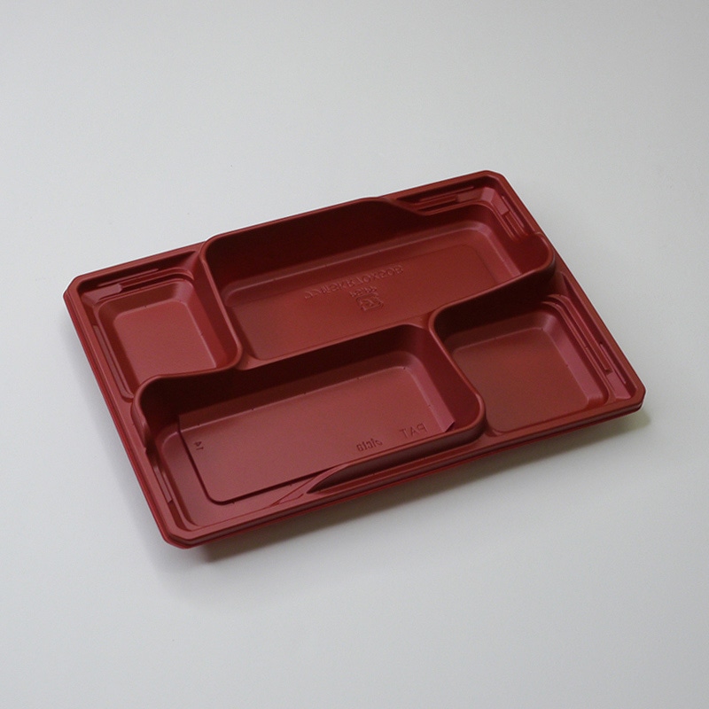 アクタ 弁当容器 ワン折 SKR 底 70×50B 赤 50枚/束（ご注文単位8束）【直送品】