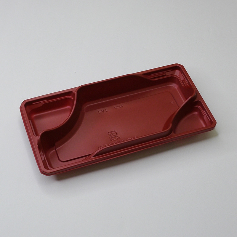 アクタ 弁当容器 ワン折 SKR 底 70×37D 赤 50枚/束（ご注文単位8束）【直送品】