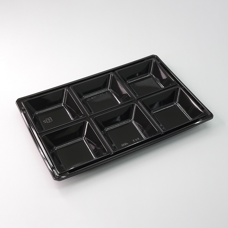 アクタ オードブル容器 D-Style ワン折 底 90×62-6 一体型 ブラック 25枚/束（ご注文単位16束）【直送品】