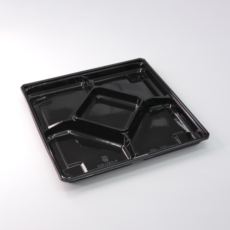 アクタ オードブル容器 D-Style ワン折 底 90×90G 一体型 ブラック 25枚/束（ご注文単位8束）【直送品】