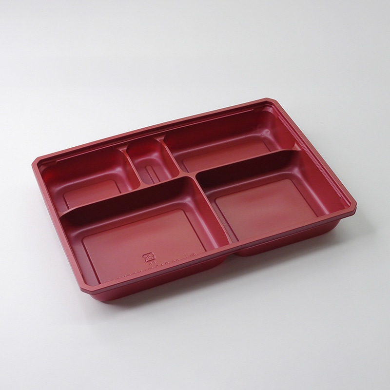 アクタ 弁当容器 ワン折 底 90×60B 赤 50枚/束（ご注文単位8束）【直送品】