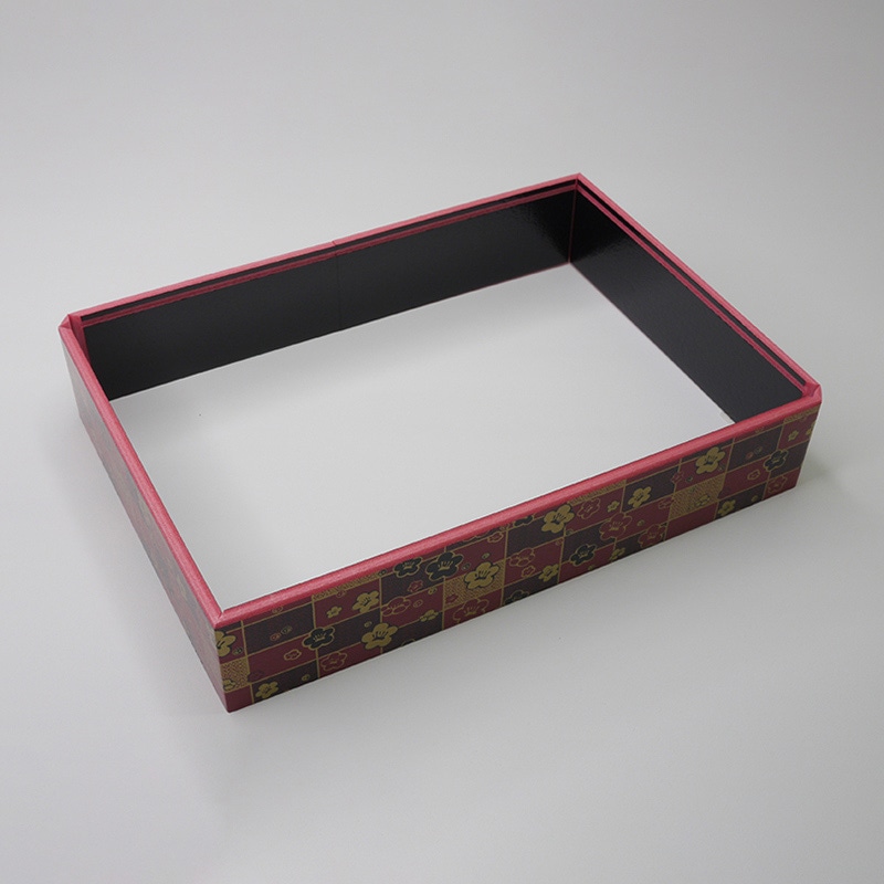 アクタ 弁当容器 ワン折重 縁 90×60(50) 新紅梅 25枚/束（ご注文単位8束）【直送品】