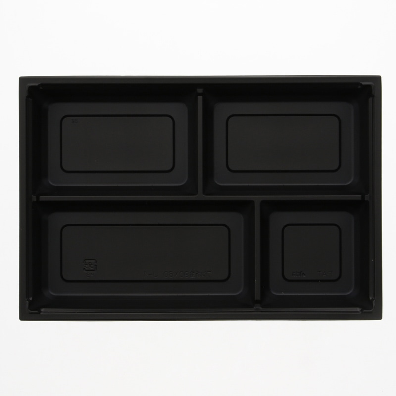 アクタ 弁当容器 ワン折重(ソコ) 90×60 J-4 黒 25枚/袋