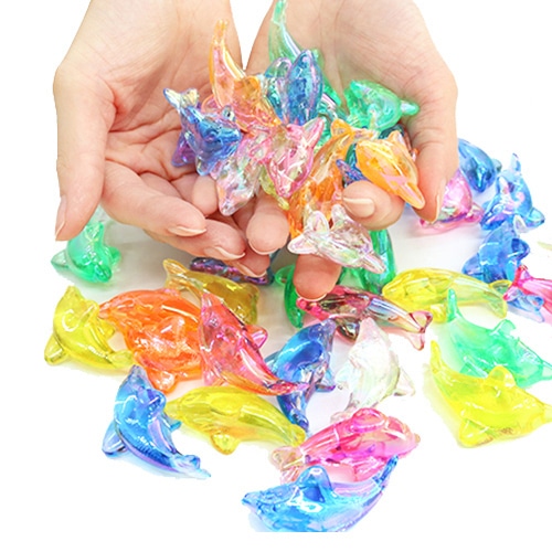 キッシーズ ジュエルアイス 蛍光クリア ドルフィン 1kg 約130個入 KISJI62659 1袋(ご注文単位1袋)【直送品】