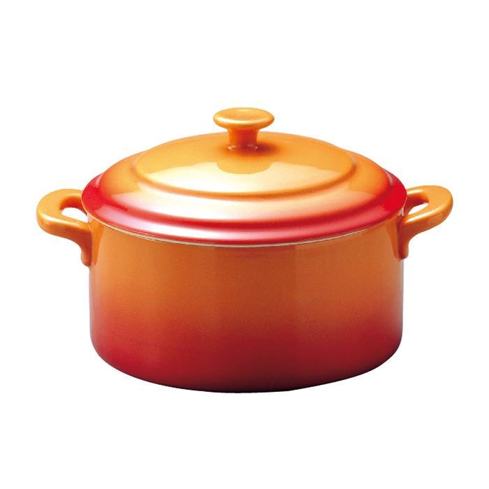 ミヤザキ食器 エムスタイル ソレイユ 丸キャセロール S オレンジ SO0810OR 1個(ご注文単位3個)【直送品】