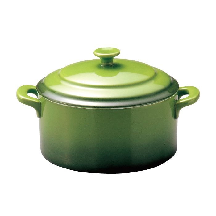 ミヤザキ食器 エムスタイル ソレイユ 丸キャセロール S グリーン SO0810GR 1個(ご注文単位3個)【直送品】