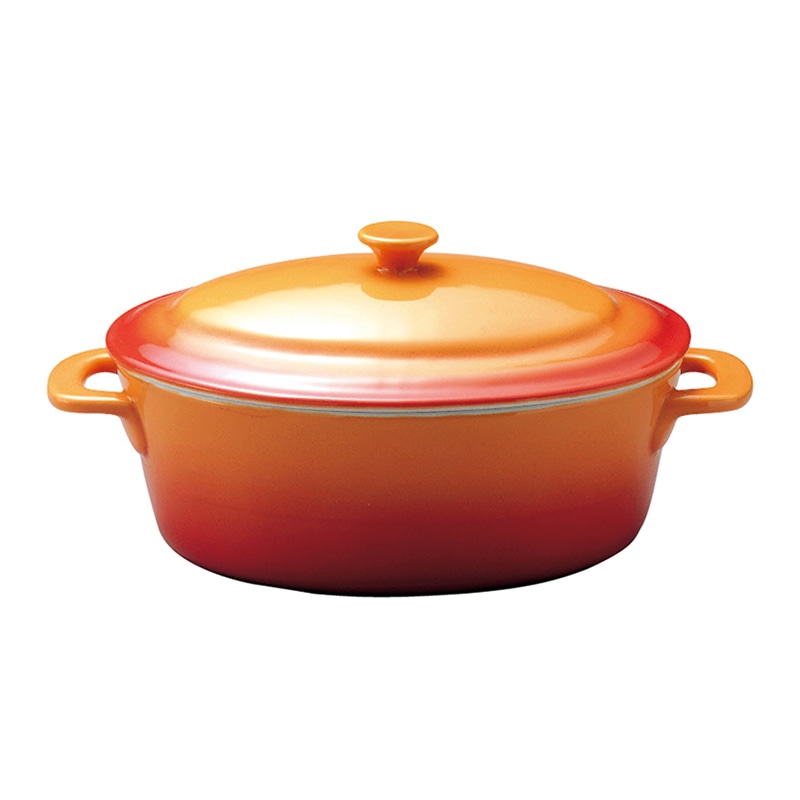ミヤザキ食器 エムスタイル ソレイユ 楕円キャセロール S オレンジ SO1813OR 1個(ご注文単位3個)【直送品】