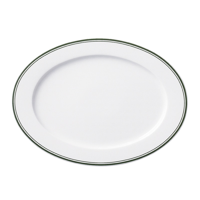 ミヤザキ食器 ラック ポーセレン アクセス ディーライン オーバルプレート 33.5cm グリーン RA33311ACGR 1個（ご注文単位6個）【直送品】