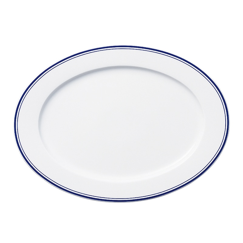 ミヤザキ食器 ラック ポーセレン アクセス ディーライン オーバルプレート 35.5cm ブルー RA35311ACBL 1個（ご注文単位6個）【直送品】